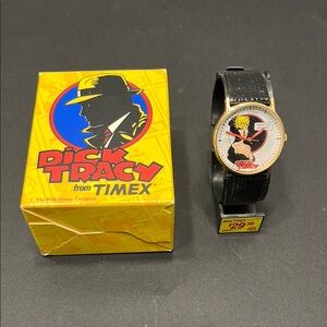 Vintage Breathless Mahoney- Dick Tracy x Timex Watch with Black Strap- NWT